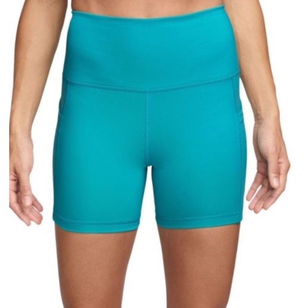Nike One Dri-FIT High Rise 5" Biker Shorts Teal Blue FN3211-345 XS